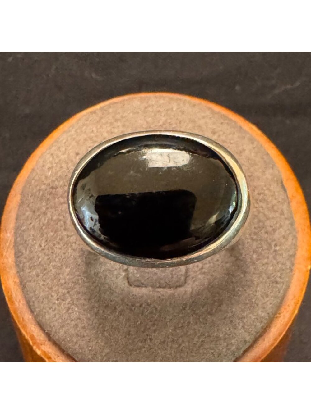 Solid Sterling Silver 925 Oval Black Onyx Bezel Set Statement Ring Size 8.75